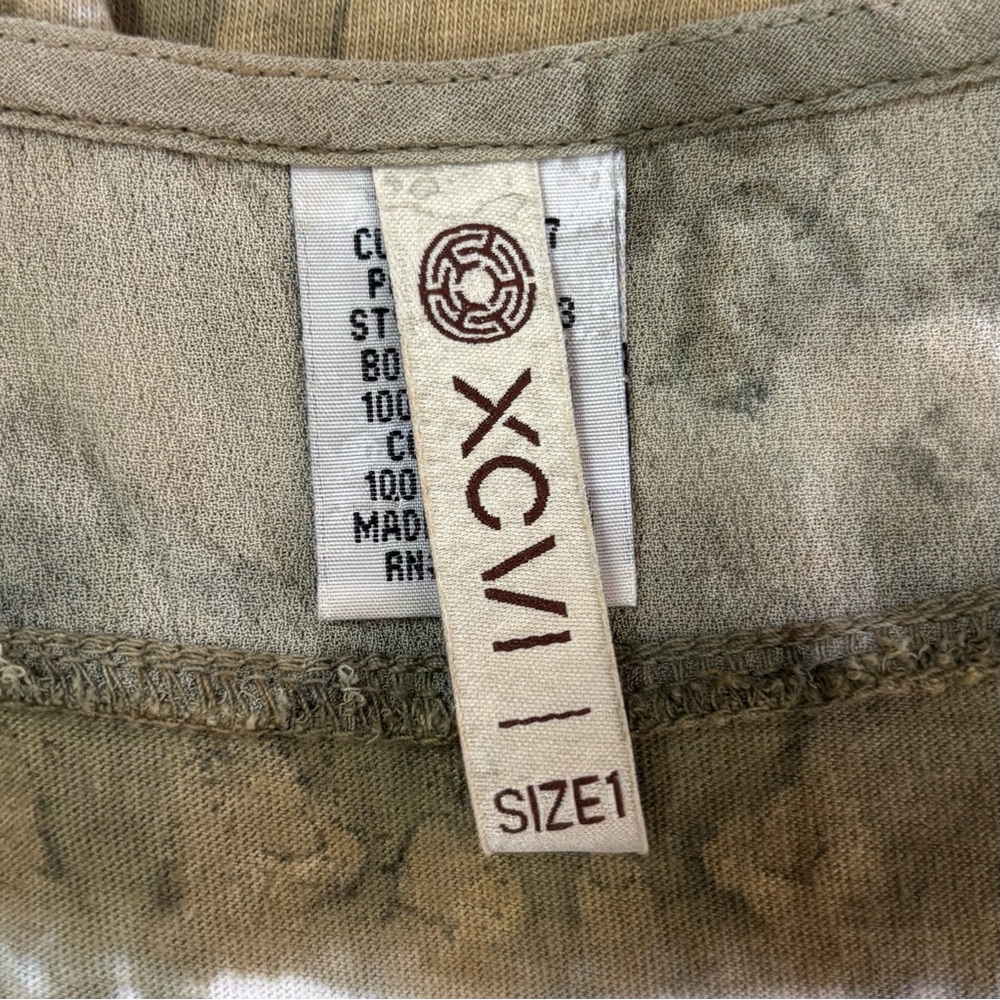 XCVI Top Size 1 Tie Dye Cold Shoulder Green Lagenlook Dolman Sleeve - Picture 5 of 7